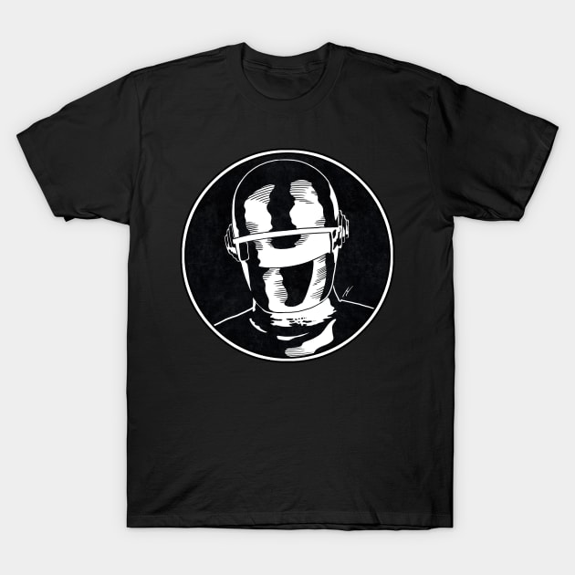 GORT - The Day the Earth Stood Still (Circle Black and White) T-Shirt by Famous Weirdos